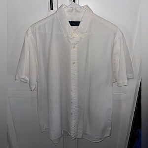 Ralph Lauren White Textured Short-Sleeve Button-Down Shirt